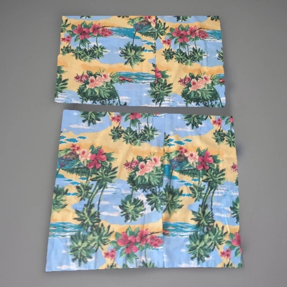 DAN RIVER Vintage Tropical Beach Palm Island‎ Floral STANDARD Pillow Shams Set 2